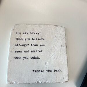 Inspirational Winnie the Pooh Stone Coaster - White